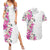Hawaii Tropical Leaves and Flowers Couples Matching Summer Maxi Dress and Hawaiian Shirt Tribal Polynesian Pattern White Style