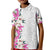Hawaii Tropical Leaves and Flowers Kid Polo Shirt Tribal Polynesian Pattern White Style