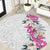 Hawaii Tropical Leaves and Flowers Round Carpet Tribal Polynesian Pattern White Style