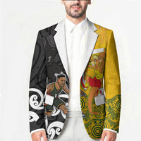 Aotearoa New Zealand And Australia Basketball Custom Blazer Maori Tribal Tattoo And Aboriginal Dot Art Heritage