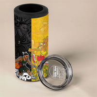 Aotearoa New Zealand And Australia Basketball Custom 4 in 1 Can Cooler Tumbler Maori Tribal Tattoo And Aboriginal Dot Art Heritage
