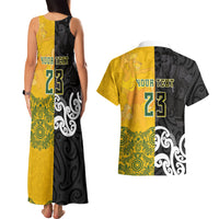 Aotearoa New Zealand And Australia Basketball Custom Couples Matching Tank Maxi Dress and Hawaiian Shirt Maori Tribal Tattoo And Aboriginal Dot Art Heritage