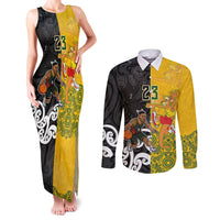 Aotearoa New Zealand And Australia Basketball Custom Couples Matching Tank Maxi Dress and Long Sleeve Button Shirt Maori Tribal Tattoo And Aboriginal Dot Art Heritage