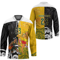 Aotearoa New Zealand And Australia Basketball Custom Hockey Jersey Maori Tribal Tattoo And Aboriginal Dot Art Heritage