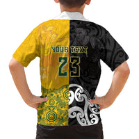 Aotearoa New Zealand And Australia Basketball Custom Kid Hawaiian Shirt Maori Tribal Tattoo And Aboriginal Dot Art Heritage