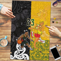 Aotearoa New Zealand And Australia Basketball Custom Puzzle Maori Tribal Tattoo And Aboriginal Dot Art Heritage