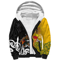 Aotearoa New Zealand And Australia Basketball Custom Sherpa Hoodie Maori Tribal Tattoo And Aboriginal Dot Art Heritage