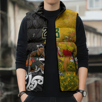 Aotearoa New Zealand And Australia Basketball Custom Sleeveless Puffer Jacket Maori Tribal Tattoo And Aboriginal Dot Art Heritage