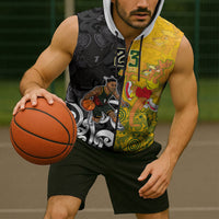 Aotearoa New Zealand And Australia Basketball Custom Sleeveless Zip Hoodie Maori Tribal Tattoo And Aboriginal Dot Art Heritage
