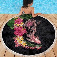 Hawaiian Tropical Plants Turtle and Shark Beach Blanket Polynesian Art Tattoo