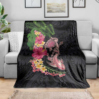 Hawaiian Tropical Plants Turtle and Shark Blanket Polynesian Art Tattoo