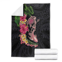 Hawaiian Tropical Plants Turtle and Shark Blanket Polynesian Art Tattoo