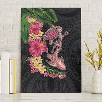 Hawaiian Tropical Plants Turtle and Shark Canvas Wall Art Polynesian Art Tattoo