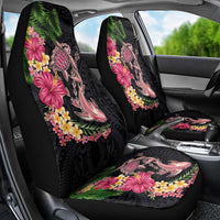 Hawaiian Tropical Plants Turtle and Shark Car Seat Cover Polynesian Art Tattoo