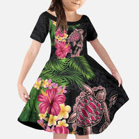 Hawaiian Tropical Plants Turtle and Shark Family Matching Off Shoulder Maxi Dress and Hawaiian Shirt Polynesian Art Tattoo