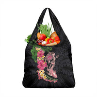 Hawaiian Tropical Plants Turtle and Shark Grocery Bag Polynesian Art Tattoo