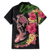 Hawaiian Tropical Plants Turtle and Shark Hawaiian Shirt Polynesian Art Tattoo