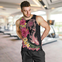 Hawaiian Tropical Plants Turtle and Shark Men Tank Top Polynesian Art Tattoo