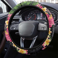 Hawaiian Tropical Plants Turtle and Shark Steering Wheel Cover Polynesian Art Tattoo