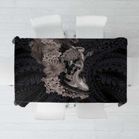 Hawaiian Tropical Plants Turtle and Shark Tablecloth Polynesian Art Tattoo Grayscale Color