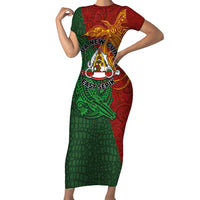Papua New Guinea East Sepik Province Family Matching Short Sleeve Bodycon Dress and Hawaiian Shirt Tribal Crocodile Birds of Paradise Melanesian Tattoo