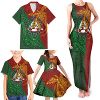 Papua New Guinea East Sepik Province Family Matching Tank Maxi Dress and Hawaiian Shirt Tribal Crocodile Birds of Paradise Melanesian Tattoo