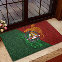 Papua New Guinea East Sepik Province Rubber Doormat Tribal Crocodile Birds of Paradise Melanesian Tattoo