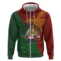 Papua New Guinea East Sepik Province Zip Hoodie Tribal Crocodile Birds of Paradise Melanesian Tattoo