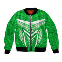 Kimbe Cutters Rugby Bomber Jacket Papua New Guinea Polynesian Tattoo Green Version LT03 Unisex Green - Polynesian Pride