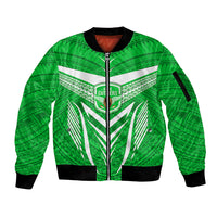 Kimbe Cutters Rugby Sleeve Zip Bomber Jacket Papua New Guinea Polynesian Tattoo Green Version LT03 Unisex Green - Polynesian Pride