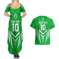 Custom Kimbe Cutters Rugby Couples Matching Summer Maxi Dress and Hawaiian Shirt Papua New Guinea Polynesian Tattoo Green Version LT03 - Polynesian Pride