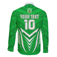 Custom Kimbe Cutters Rugby Family Matching Long Sleeve Bodycon Dress and Hawaiian Shirt Papua New Guinea Polynesian Tattoo Green Version LT03 - Polynesian Pride