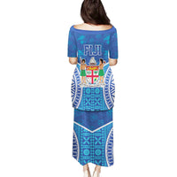 Fiji Day Family Matching Puletasi and Hawaiian Shirt Fijian Masi Tribal Hibiscus Tattoo and Tapa Pattern