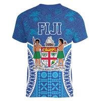 Fiji Day Women V-Neck T-Shirt Fijian Masi Tribal Hibiscus Tattoo and Tapa Pattern