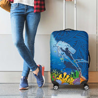 Polynesian Scuba Diving Luggage Cover Beauty Corals with Underwater and Polynesian Pattern LT03 - Polynesian Pride