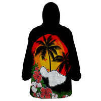 Hawaii Maui Island Wearable Blanket Hoodie Maui Map With Tropical Forest Vintage Style LT03 - Polynesian Pride