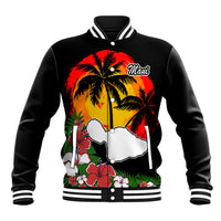 Custom Hawaii Maui Island Baseball Jacket Maui Map With Tropical Forest Vintage Style LT03 Unisex Black - Polynesian Pride