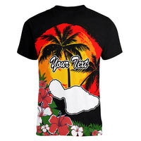 Custom Hawaii Maui Island Women V Neck T Shirt Maui Map With Tropical Forest Vintage Style LT03 - Polynesian Pride