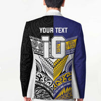 Custom Rugby Niue and Aotearoa Blazer Hiapo with Maori Moko Tribal Heritage Tattoos - Polynesian Pride