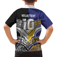 Custom Rugby Niue and Aotearoa Family Matching Short Sleeve Bodycon Dress and Hawaiian Shirt Hiapo with Maori Moko Tribal Heritage Tattoos - Polynesian Pride