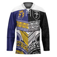Custom Rugby Niue and Aotearoa Hockey Jersey Hiapo with Maori Moko Tribal Heritage Tattoos LT03 Unisex Black - Polynesian Pride