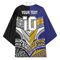 Custom Rugby Niue and Aotearoa Kimono Hiapo with Maori Moko Tribal Heritage Tattoos - Polynesian Pride