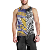Custom Rugby Niue and Aotearoa Men Tank Top Hiapo with Maori Moko Tribal Heritage Tattoos - Polynesian Pride