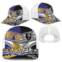 Niue and Aotearoa Rugby Mesh Trucker Cap Hiapo with Maori Moko Tribal Heritage Tattoos - Polynesian Pride