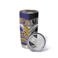 Custom Rugby Niue and Aotearoa Tumbler Cup Hiapo with Maori Moko Tribal Heritage Tattoos - Polynesian Pride