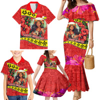 Hawaii Christmas Family Matching Mermaid Dress and Hawaiian Shirt Hula Girl Hibiscus With Hawaiian Style Tribal Fabric Patchwork LT03 - Polynesian Pride