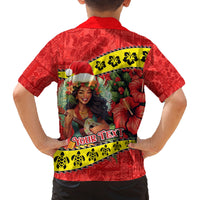 Personalised Hawaii Christmas Family Matching Puletasi Dress and Hawaiian Shirt Hula Girl Hibiscus With Hawaiian Style Tribal Fabric Patchwork LT03 - Polynesian Pride