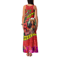 Personalised Hawaii Christmas Family Matching Tank Maxi Dress and Hawaiian Shirt Hula Girl Hibiscus With Hawaiian Style Tribal Fabric Patchwork LT03 - Polynesian Pride