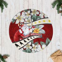 Tahiti Christmas Tree Skirt Tiare Flowers and Pomarea Nigra with Polynesian Pattern LT03 Red - Polynesian Pride