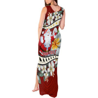 Personalised Tahiti Christmas Tank Maxi Dress Tiare Flowers and Pomarea Nigra with Polynesian Pattern LT03 - Polynesian Pride